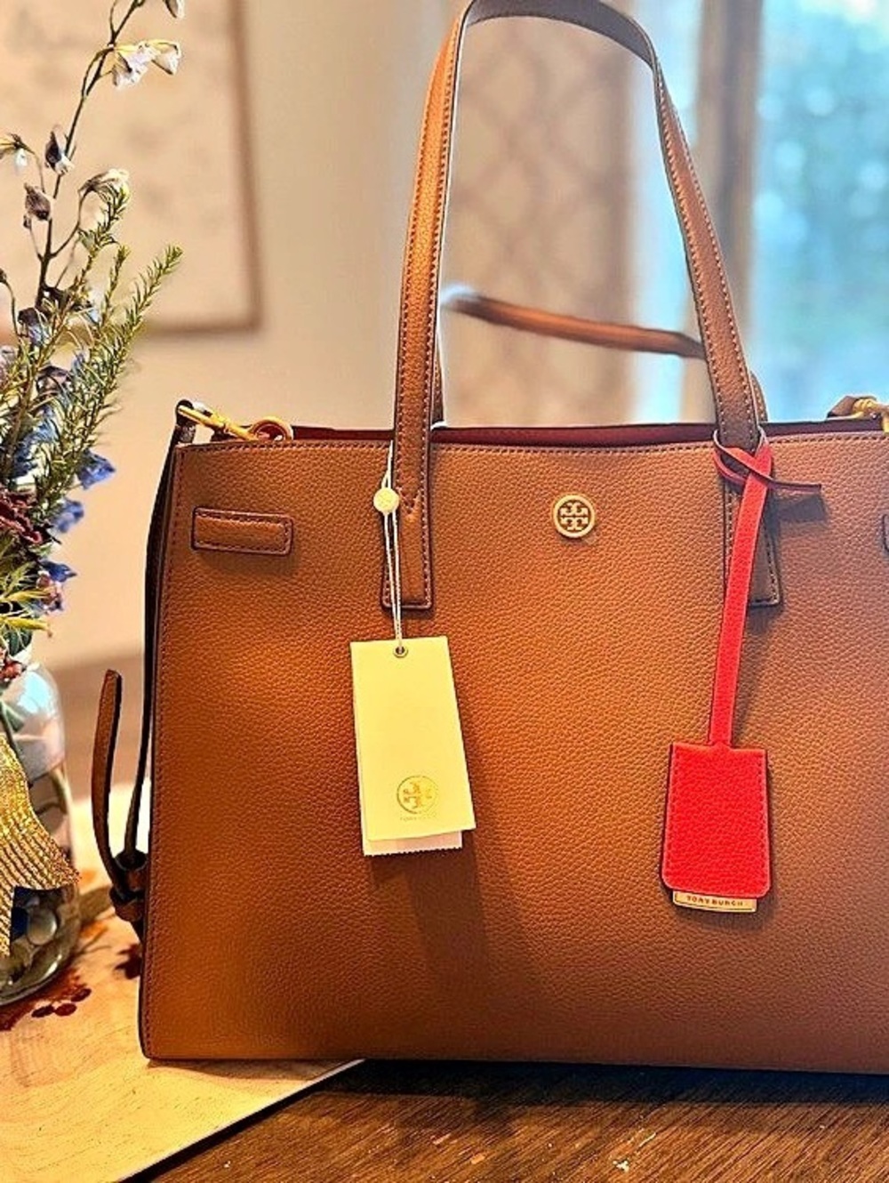 Tory Burch Walker Satchel Brown & Red